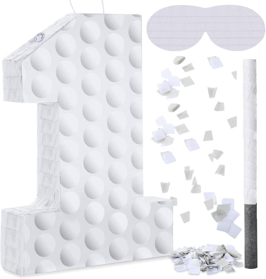 Gemscream Golf Number 7 Piñata with Stick Blindfold and Confetti Golf Birthday Decorations Sports Themed Piñata 7th Birthday Party Supplies
