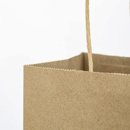 Oikss 100 Pack 8x4.75x10 Inch Medium Brown Kraft Paper Bags with Handles Bulk for Wedding Birthday Party Favors Grocery Retail Shopping Business Goody Craft Gift Bags Sacks (Plain Natural 100 Count)