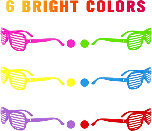 54 Pack Neon Party Shutter Shades Glasses,80's Party Slotted Plastic Sunglasses Eyewear Party Favors and Party Props for Kids Teens Adults