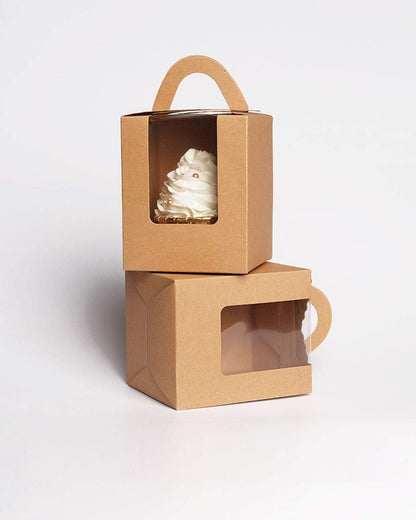 qiqee 60pcs Cupcake Boxes Individual Disposable White Single Box with Window 3.6 * 3.6 * 4.3inch Cupcake Containers/Holders
