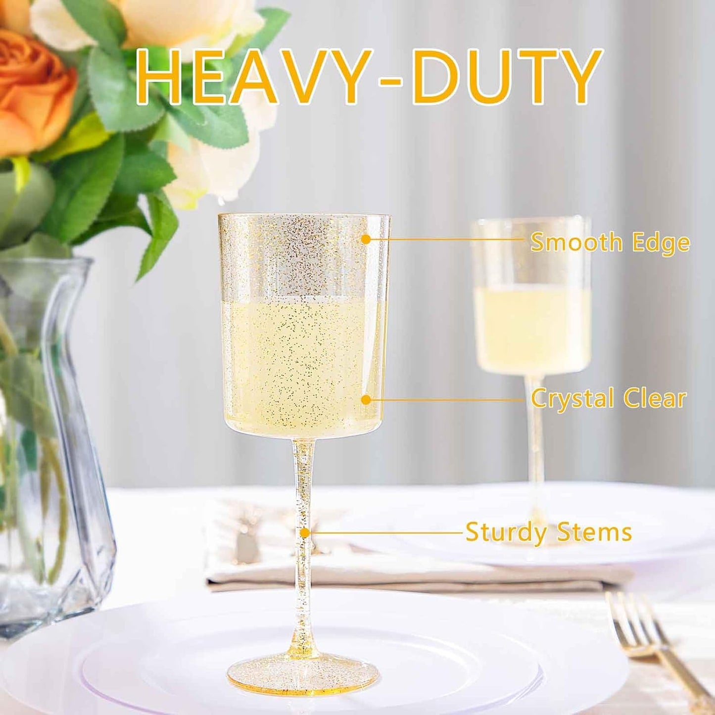 Ciaell 36 Pack Plastic Champagne Flutes - 6 Oz Disposable Champagne Glasses - Square Clear Plastic Toasting Glasses for Party Birthday Anniversary Wedding