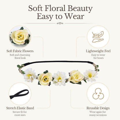 Women Headpieces Collection Accessories - 6 PCS Boho Hair Wreaths, Flower Crowns, Tiaras for , Brides, Bridesmaids, Flower Girls, Weddings