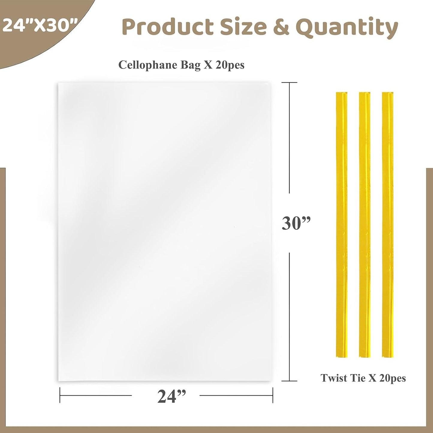 WIKDAY Cellophane Bags 100 PCS 6x10 Inches Clear Gift Gags with Ties Plastic Treat Party Favor Candy Bags for Gift Giving, Packaging Snack, Products