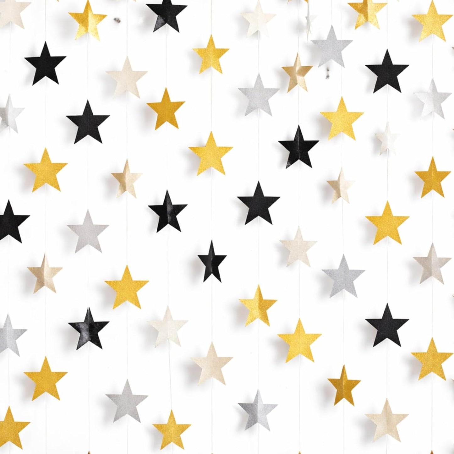 Patelai Glitter Star Garland Banner 2026 Graduation Decor 130 Feet Star Hanging Banner Twinkle Backdrop for Party Birthday Classroom Wedding Supplies(Gold)