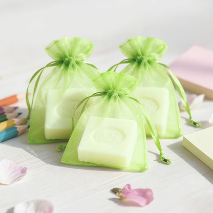 joycraft 50Pcs Organza Bags, 2x3 inch Gift Favor Bags, White Wedding Favor Bags, Jewelry Pouches with Drawstring, Mesh Bags Drawstring for Jewelry, Festival, Makeup, Candy, Desserts