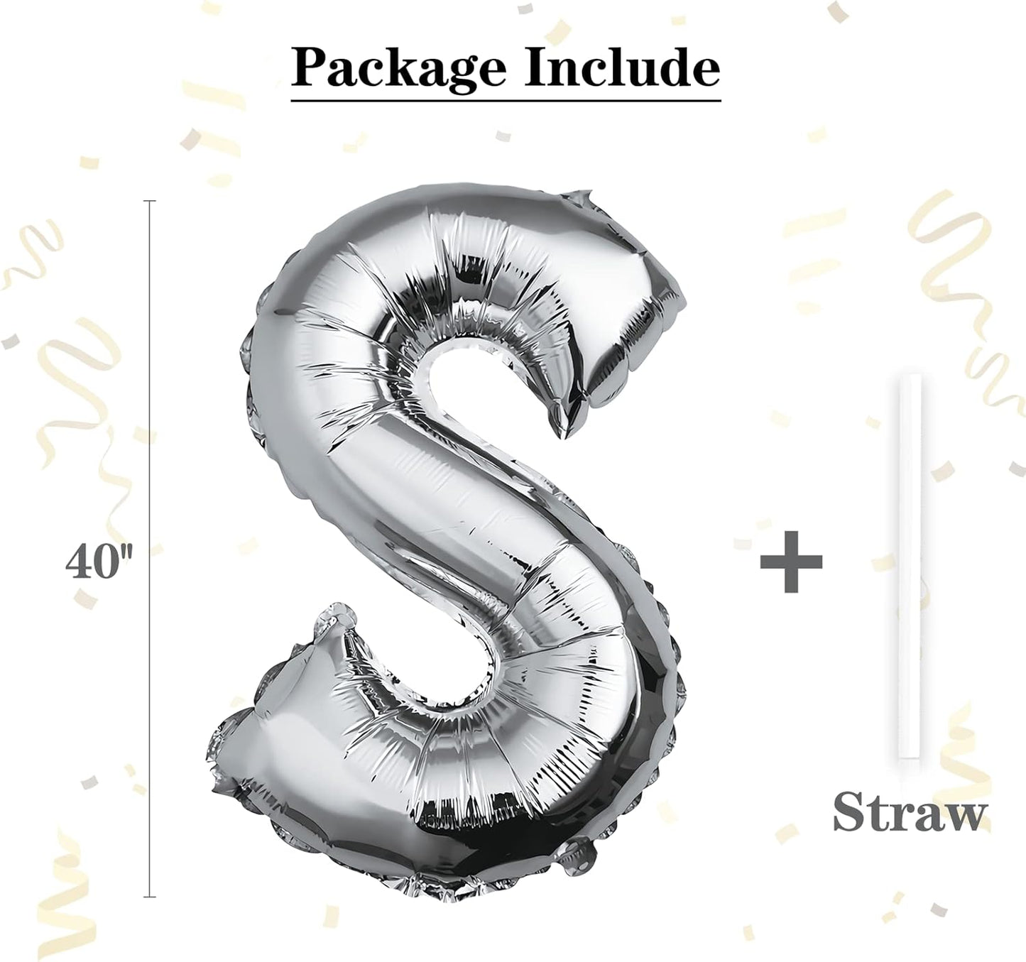 40 inch Silver Letter A Balloon, Big Size Alphabet Foil Mylar Helium Balloons for Birthday Party Celebration Wedding Anniversary Baby Shower Decorations Supplies Alphabet A