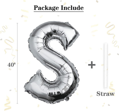 40 inch Silver Letter A Balloon, Big Size Alphabet Foil Mylar Helium Balloons for Birthday Party Celebration Wedding Anniversary Baby Shower Decorations Supplies Alphabet A