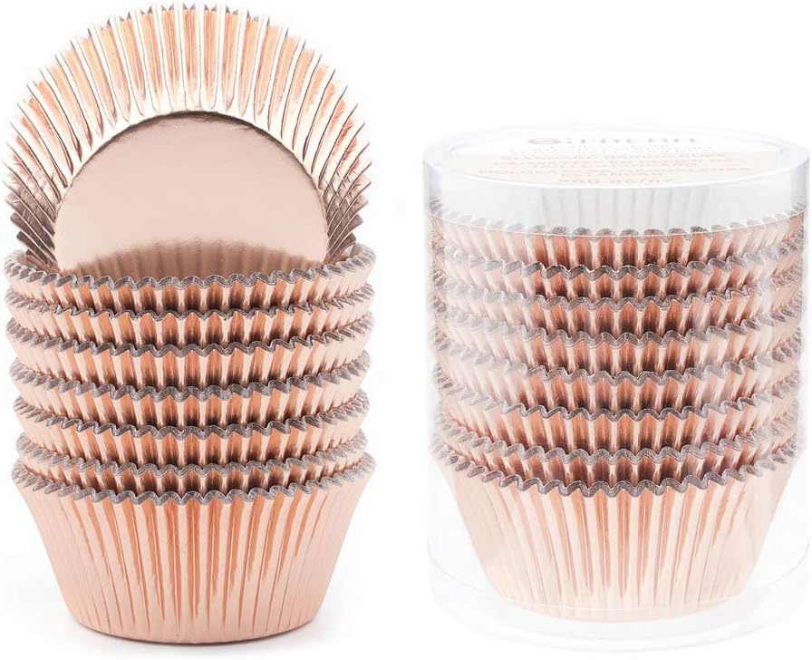 Gifbera White Metallic Foil Cupcake Liners Standard Size Baking Cups, 200-Count