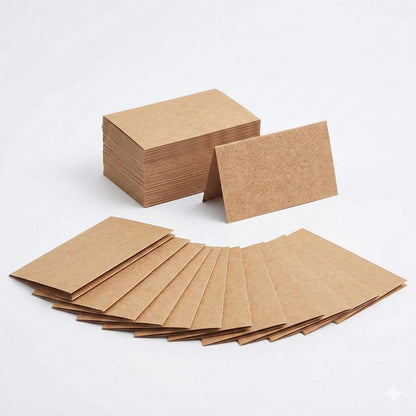 Place Cards - 150 Pack Kraft Tent Cards, 4 x 3.5 in Double-Sided Name Cards for Table Setting with Pre-Scored Fold, Rustic Wedding Seating Cards & Food Labels for Party Buffet