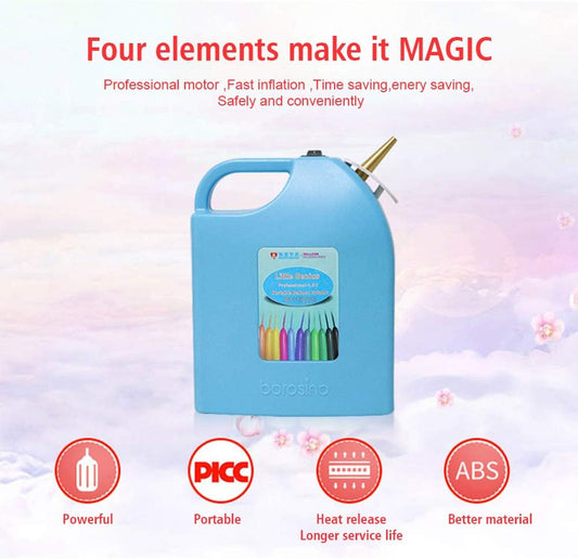 Portable Electric Balloon Inflator Electric Balloon Pump Rechargeable Twisting Modeling Balloon Pump Electric Balloon Pump Air Balloon Blower for Birthday/Party/Decoration (Blue)