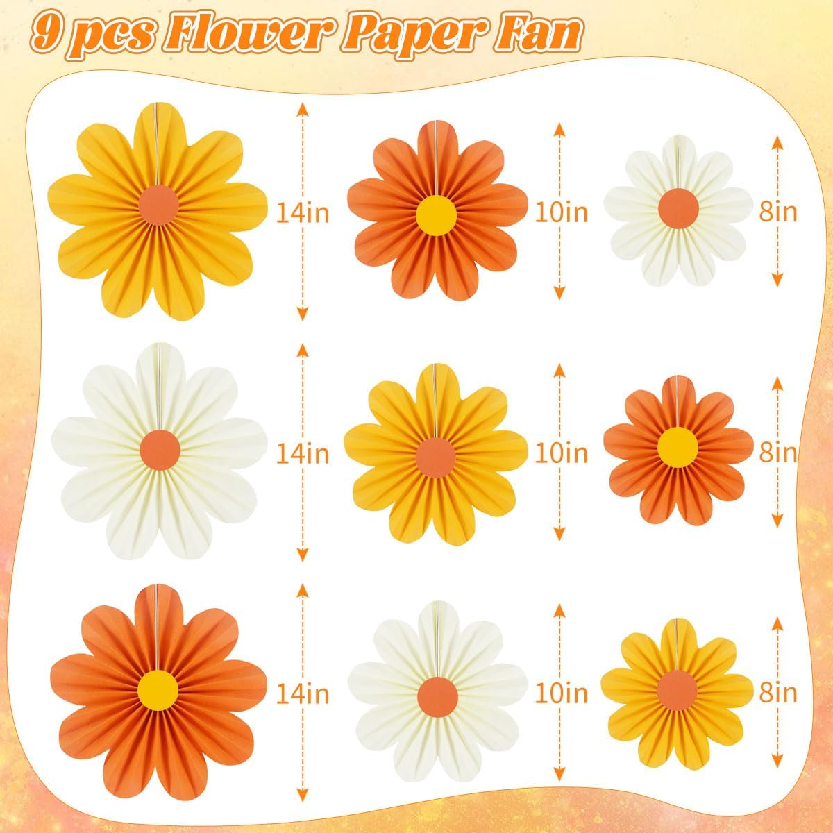 Party Hanging Paper Fans Decoration Set for Wedding Birthday Party Mother's Day Round Events Accessories Set of 8