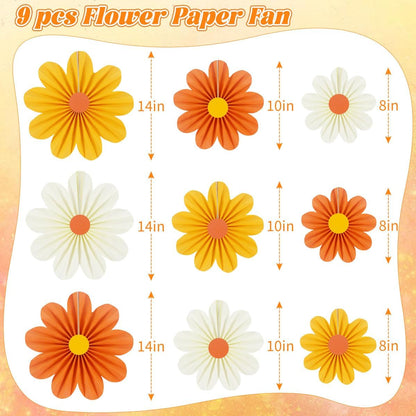 Party Hanging Paper Fans Decoration Set for Wedding Birthday Party Mother's Day Round Events Accessories Set of 8