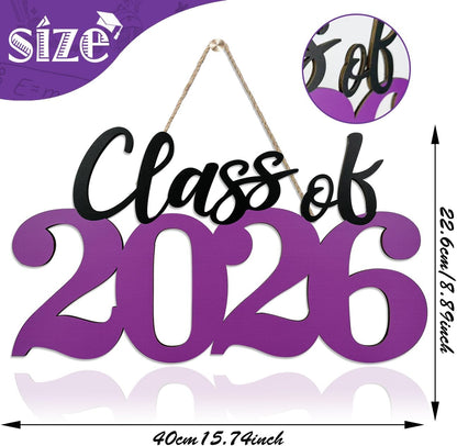 Class of 2026 Wooden Sign Graduation Party Decorations 2026 White Graduation Photo Booth Prop Senior2026 Sign for High School College Party