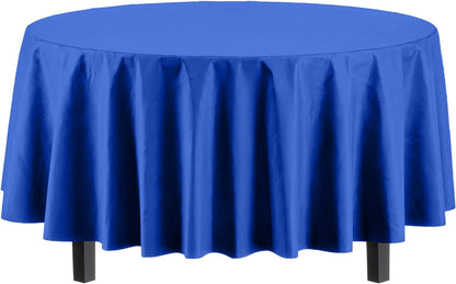 12-Pack Premium Plastic Tablecloth 54in. x 108in. Rectangle Table Cover - Dark Blue - Colors A