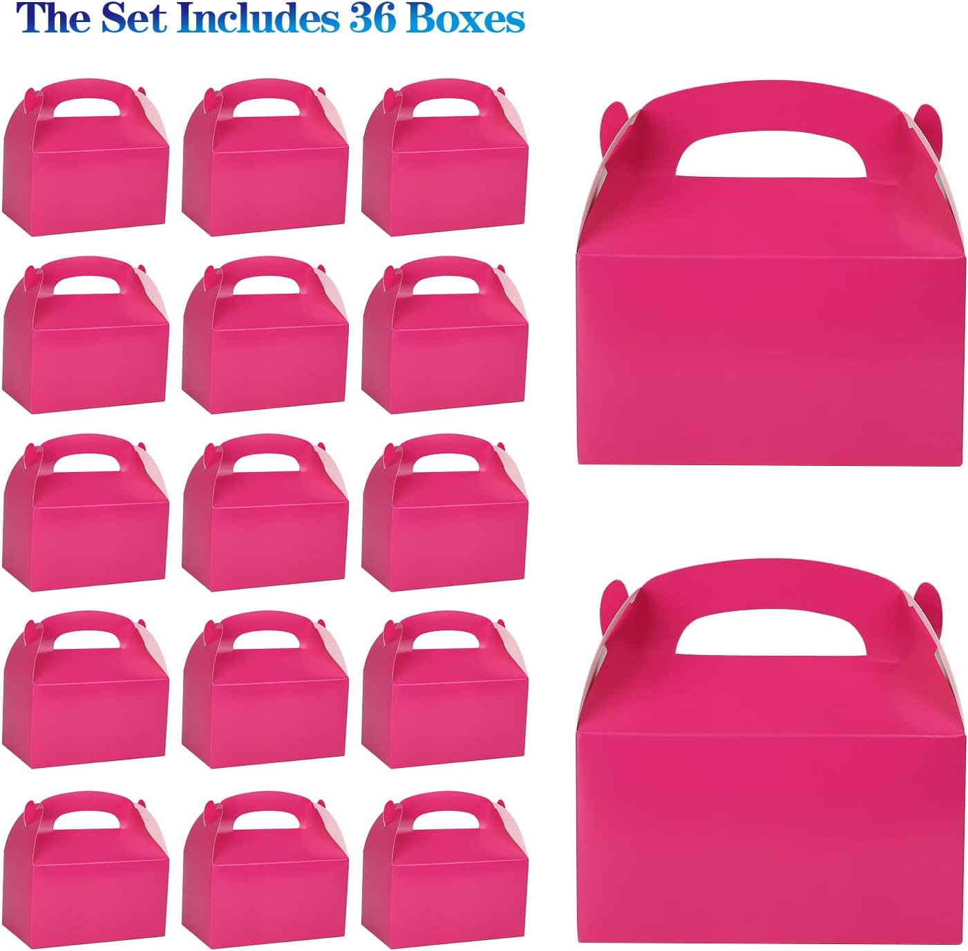 DjinnGlory 36 Pack White Party Favor Treat Boxes with Handle, DIY Paper Boxes for Baby Shower, Birthday, All Occasion, Small Gable Boxes for Small Business 6.18 x 3.58 x 3.38 Inches