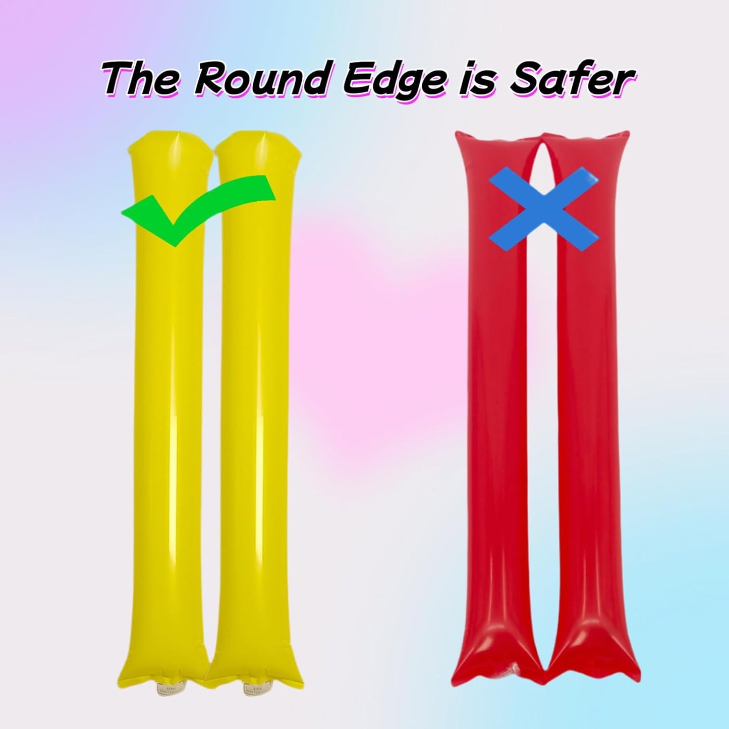 40pcs Round headTeam Spirit Boom Sticks Thunder Sticks Cheering Sticks Team Spirit Plastic Cheerleading Spirit Stick Clapper Inflatable Noise Maker Sports Supply (Glitter color)