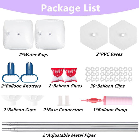 2 Sets Balloon Column Stand Kit, Balloon Stand, Balloon Arch Stand, 7 Feet Height Adjustable Balloon Tower Pillar with Reusable Metal Telescopic Design for Party Decoration