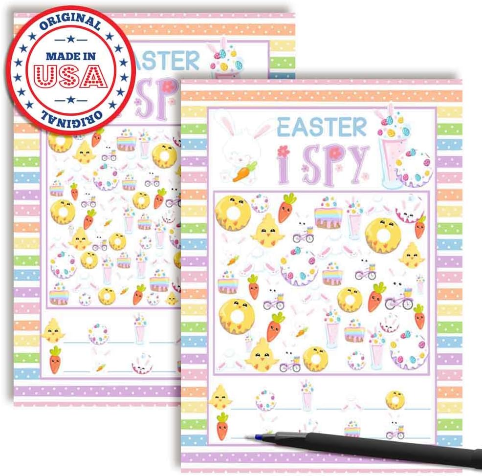 Easter Word Scramble and Scavenger Hunt 10 Pack 5"x7" Fill‑In Game Cards, Fun Happy Easter Holiday Activity Cards for Kids with Word Puzzle and Search Games by Amanda Creation