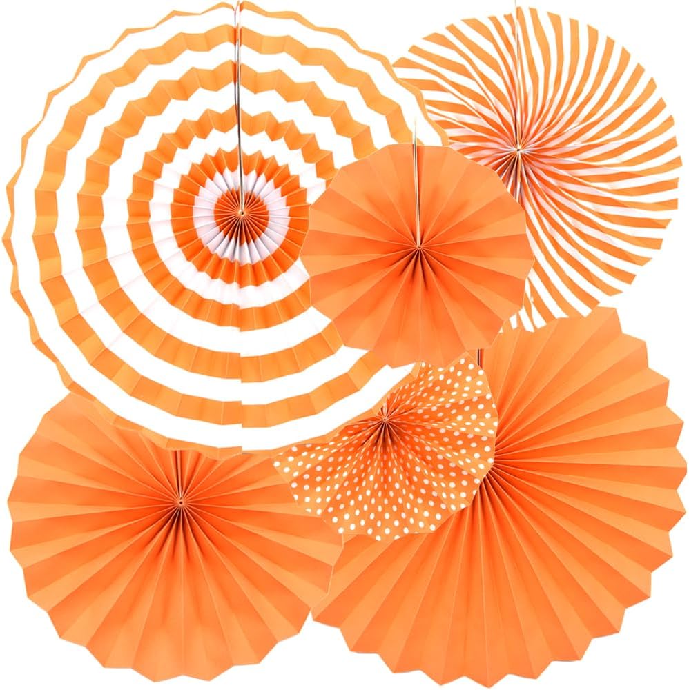 Hocansen 6PCS Paper Fan Garland Paper Fans Party Decorations 8/12/16in Hanging Papers Fans Set Round Papers Fans Pattern Garland for Birthday, Wedding (ZS/Pink)