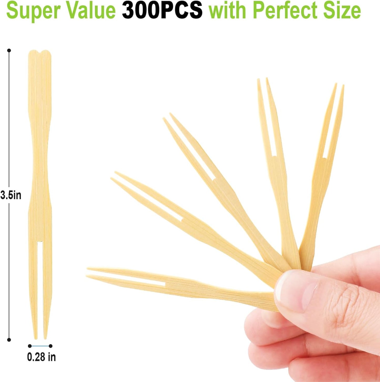 400 Bamboo Appetizer Forks, 3.5 Inch Mini Bamboo Forks for Charcuterie Boards Accessories, Fancy Toothpicks for Appetizers, Disposable Wooden Cocktail Fork, Small Fruit Food Picks for Party Supplies