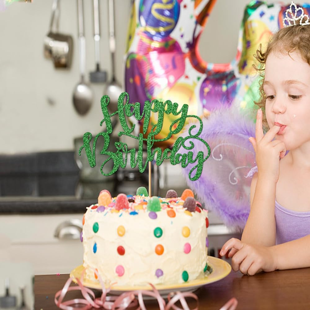 Handmade Glitter Happy Birthday Cake Topper,Birthday Party Cake Decorations, Anniversary/Birthday Party Decoration Supplies (Rainbow)