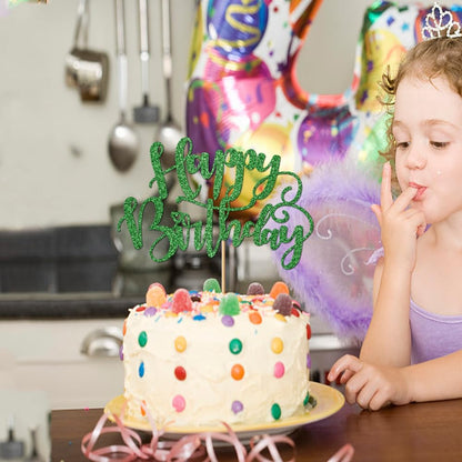 Handmade Glitter Happy Birthday Cake Topper,Birthday Party Cake Decorations, Anniversary/Birthday Party Decoration Supplies (Rainbow)