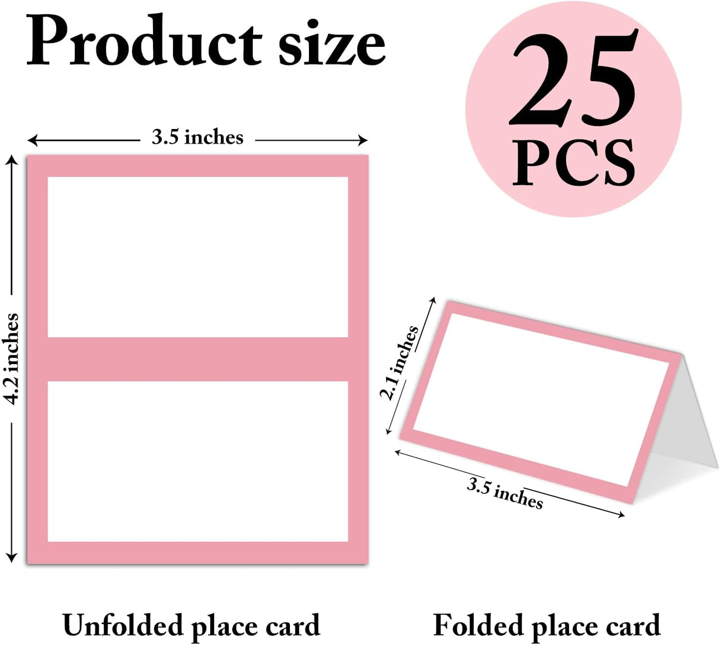 25 Pack Pink Plaid Bow Place Cards, Editable Name Cards for Table Setting, Tent Cards Food Label for Dinner Party, Bridal Shower, Wedding, Baby Shower and Events -T30