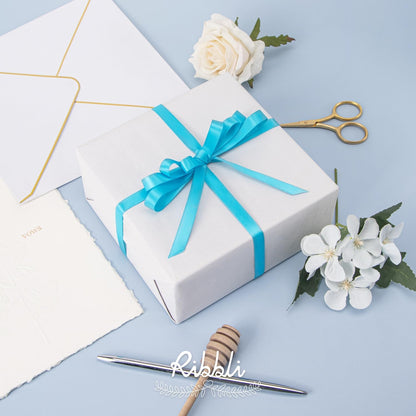 Ribbli Double Faced White Satin Ribbon,3/8” x Continuous 25 Yards,Fabric Ribbon use for Bows Bouquet,Gift Wrapping,Floral Arrangement