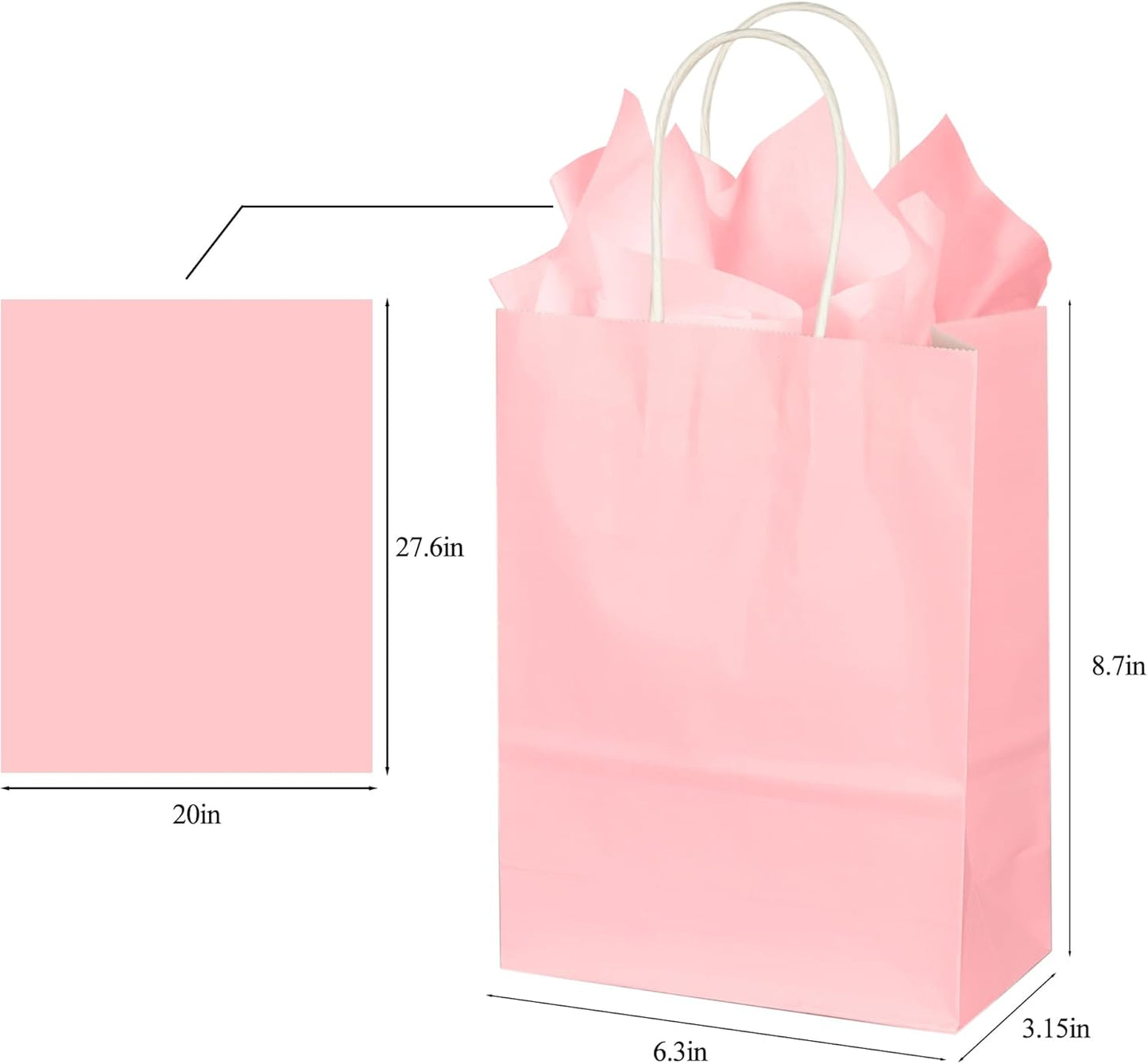 BLEWINDZ 32 Pieces Gift Bags with 32 Tissues, 8 Colors Party Favor Bags with Handles, Rainbow Gift Bag for Wedding, Birthday, Party Supplies and Gifts
