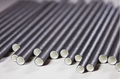 GDMINLO 100 Pack Paper Straws Black Eco-Friendly Drinking Biodegradable for Party Supplies, Bridal/Baby Shower, Birthday, Mixed Drinks, Weddings, Restaurant, Food Service