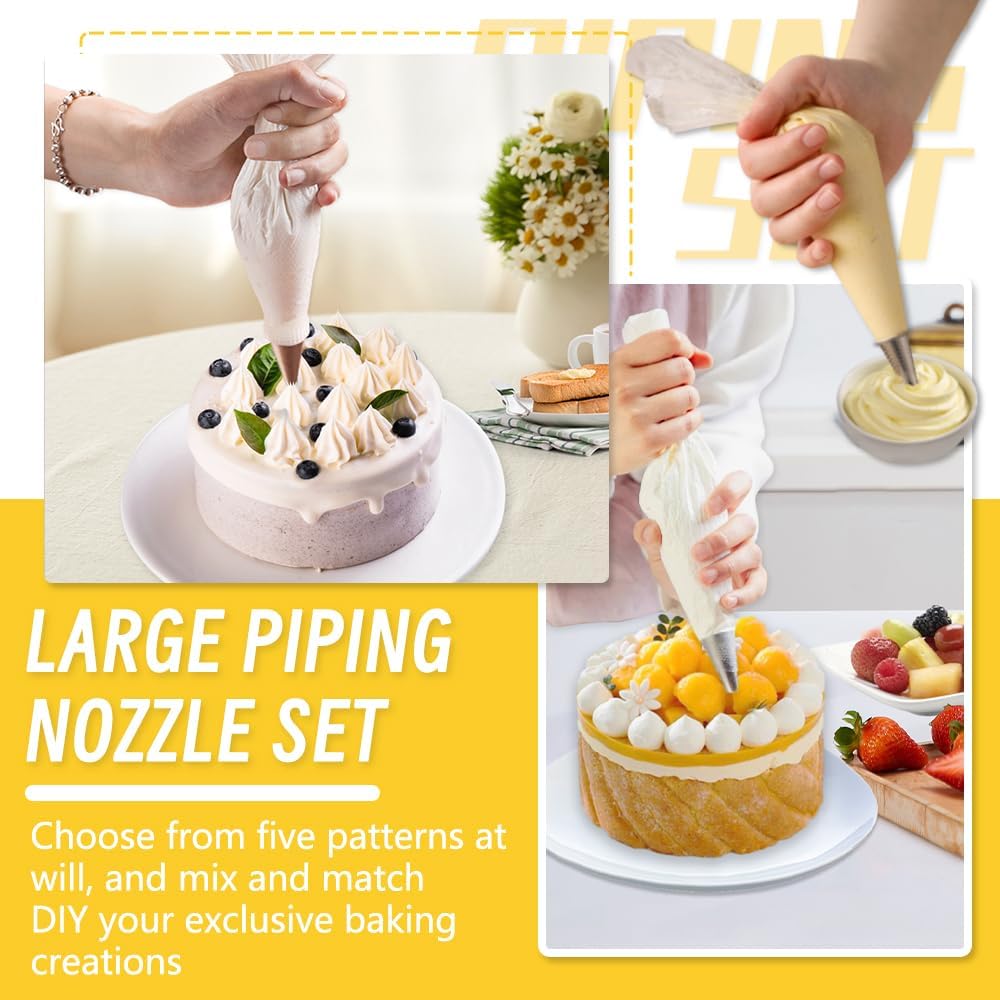 24 Inch Disposable Large Piping Bags,100 PACK Extra Large Thick Pastry Bags with 6 Bag Ties, Thickened Icing Bags,Cake Decorating Bags,Frosting Bags for Cake Decorating Cream Frosting