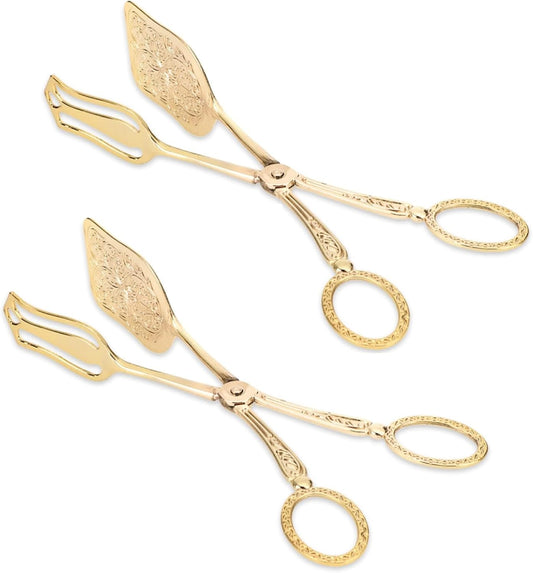 Gold Serving Tongs, Zinc Alloy Bread Clip Salad Pastry Food Tongs Lightweight Cake Astry Tong Kitchen Serving Clip for Serving Food Bread Cake, 23cm/9.1inx5cm/2.0in (1PCS, Gold)