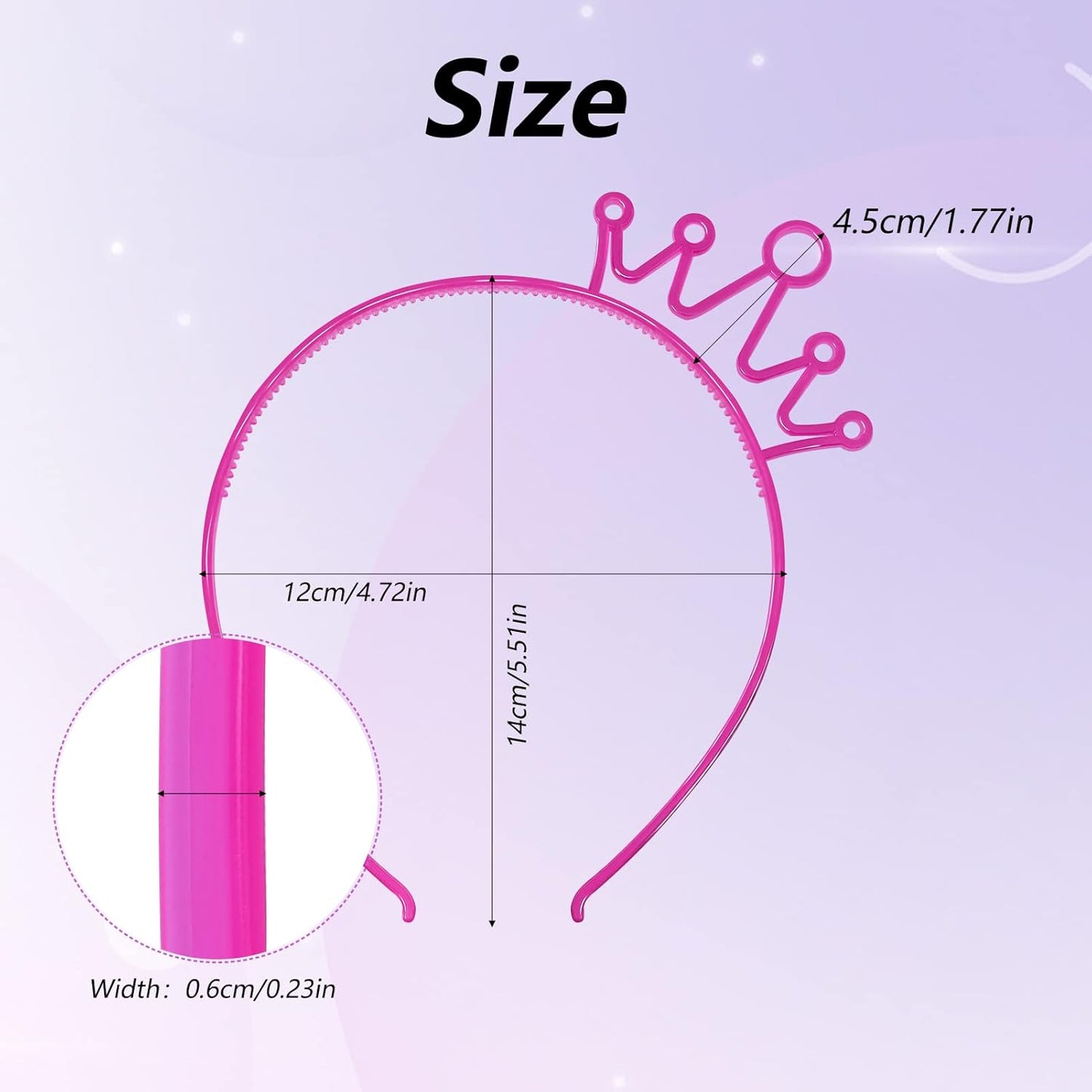 ZIRICHER 6 Colors Glow in the Dark Headbands, Plastic Light Up Hair Band Crowns Luminous Headband For Girls Party Headbands