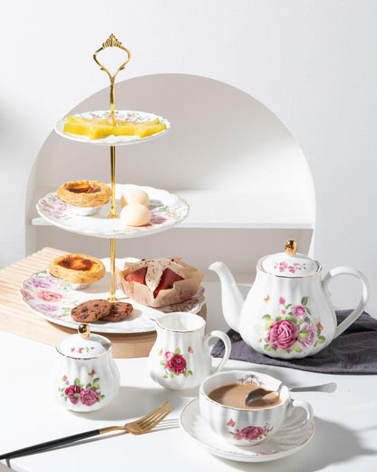 Sweejar 3 Tier Ceramic Cake Stand Wedding, Dessert Cupcake Stand for Tea Party Serving Platter (White)