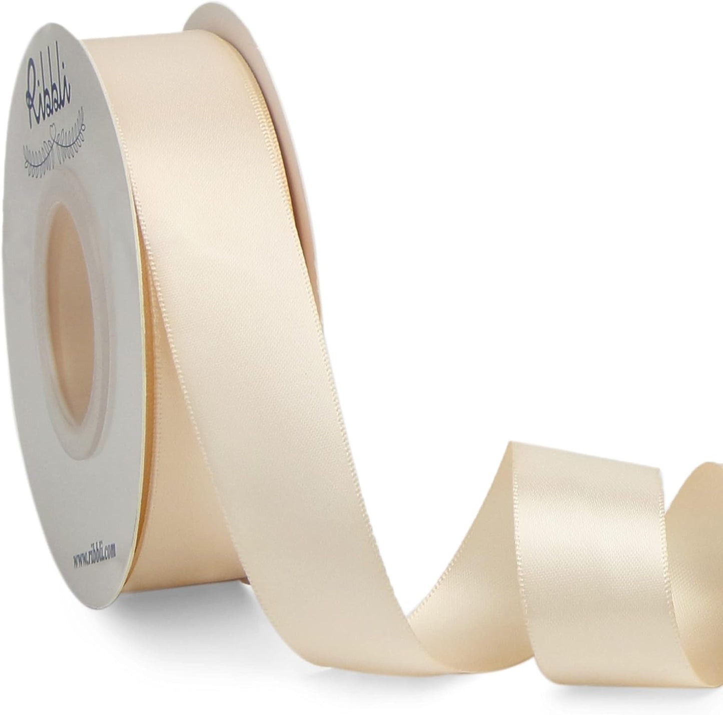 Ribbli Double Faced White Satin Ribbon,3/8” x Continuous 25 Yards,Fabric Ribbon use for Bows Bouquet,Gift Wrapping,Floral Arrangement