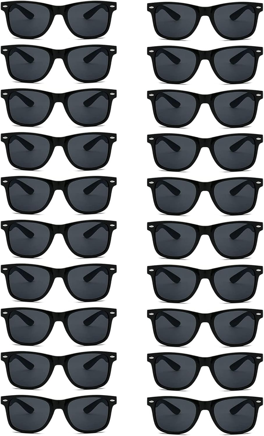 20 Pairs Bulk Sunglasses for Adult Retro 70s 90s Cheap Glasses (Black)