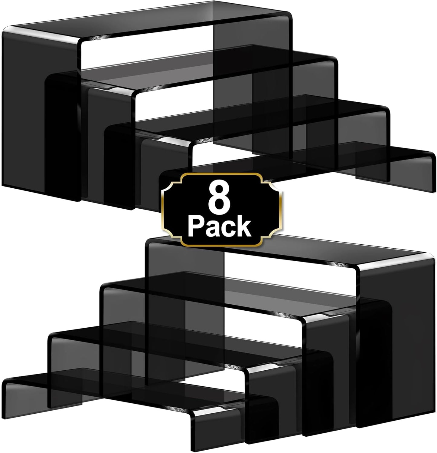 Aheroi Large Acrylic Risers, 10 Pcs 2 Set(7”L~8”L~9”L) Riser Display Shelf, Clear Rectangular Display Stands Set, Transparent Shelves for Decor, Showcase Holder for Cupcake