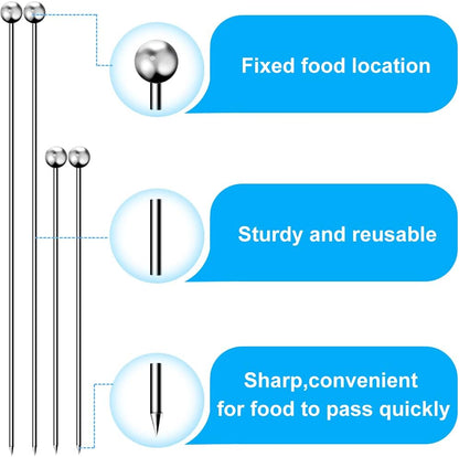15PCS Cocktail Picks for Drinks, Stainless Steel Cocktail Toothpicks, Reusable Cocktail Skewers, Garnish Picks Bloody Mary Skewers, Metal Martini Picks for Olives Appetizers Fruit (4.3 Inch)