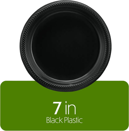PLASTICPRO 100 PCS Black Plastic Bowls Light Weight 12 oz Plastic Soup Bowls Black Salad Plates Disposable for Party and Wedding