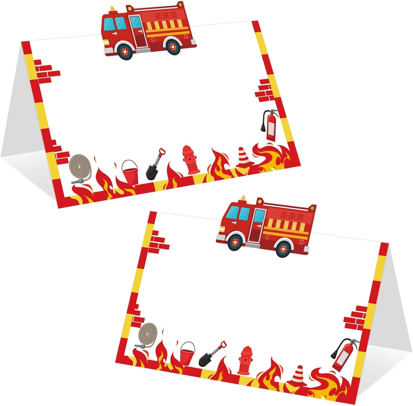Construction Table Place Cards 50pcs Dump Truck Tent Cards Digger Excavator Food Labels Car Blank Name Card for Birthday Baby Shower Construct Theme Party Table Setting Supplies