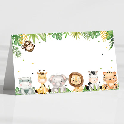 120 Pack Woodland Baby Shower Place Cards, 3.5" x 2" Foldable Table Tent Name Cards, Food Labels for Forest Animals Baby Shower Birthday Party Reception Tables Placement Party Decorations