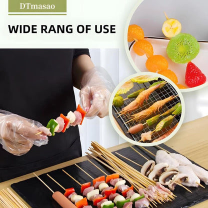 DTmasao 200PCS 12 inch Bamboo Skewers for Wooden Sticks， BBQ，Appetiser，Fruit，Cocktail，Kabob，Chocolate Fountain，Grilling，Kitchen，Crafting and Party. Φ=3mm, More Size Choices 6"/8"/10"/12"/36"
