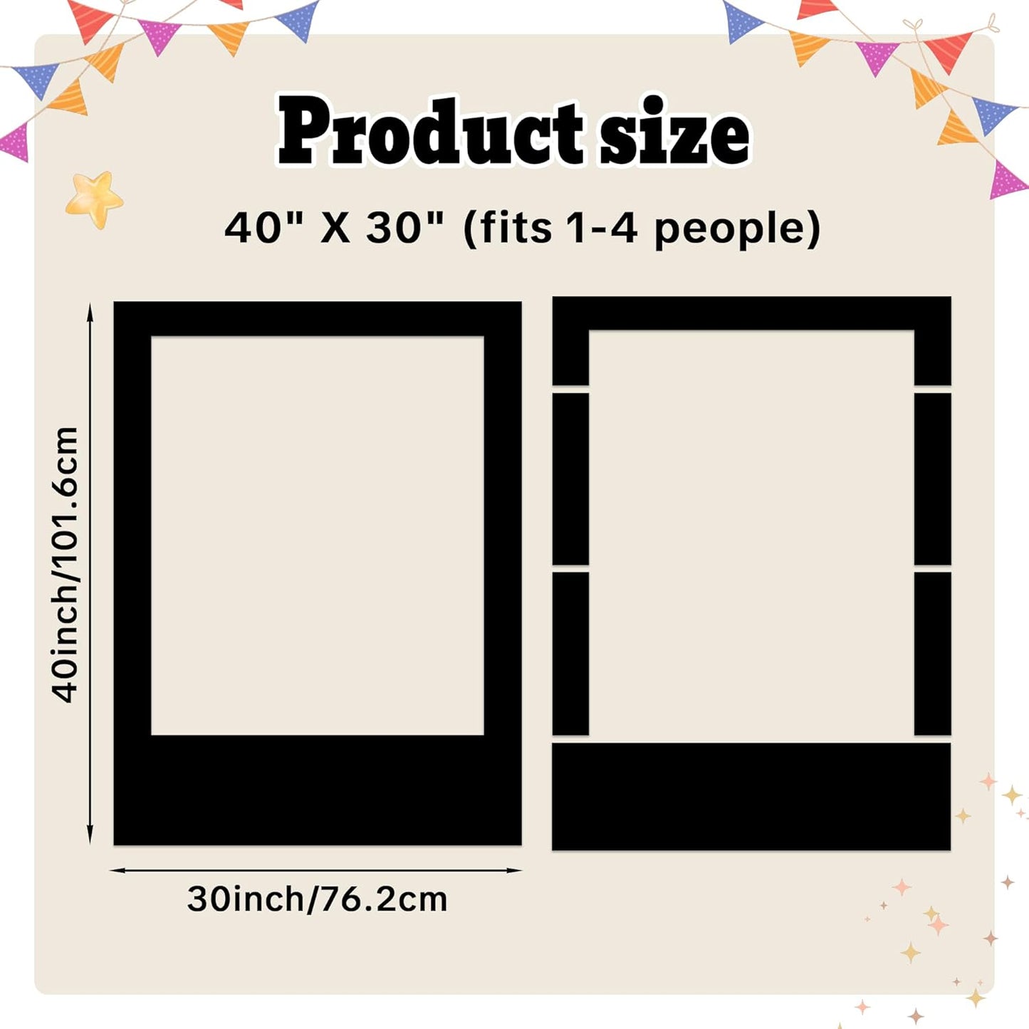 40 x 30 Inch Large Photo Booth Frame Selfie Frame,Black Blank DIY Cutout Props for Birthday,Halloween,Wedding Photo Prop,Graduation Photo Booth Picture Frame,Party Supplies
