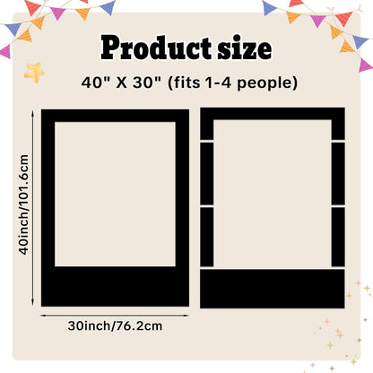 40 x 30 Inch Large Photo Booth Frame Selfie Frame,Black Blank DIY Cutout Props for Birthday,Halloween,Wedding Photo Prop,Graduation Photo Booth Picture Frame,Party Supplies