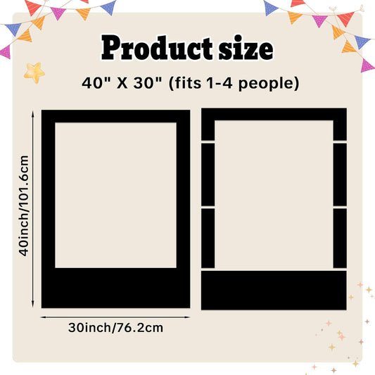 40 x 30 Inch Large Photo Booth Frame Selfie Frame,Black Blank DIY Cutout Props for Birthday,Halloween,Wedding Photo Prop,Graduation Photo Booth Picture Frame,Party Supplies