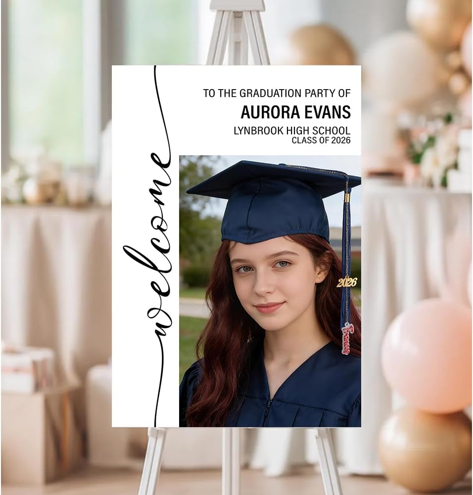 Graduation Party Welcome Sign, Custom Photo Grad Party Sign, Personalized High School & College University Grad Decoration #4
