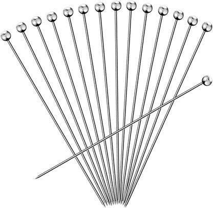 15PCS Cocktail Picks for Drinks, Stainless Steel Cocktail Toothpicks, Reusable Cocktail Skewers, Garnish Picks Bloody Mary Skewers, Metal Martini Picks for Olives Appetizers Fruit (4.3 Inch)