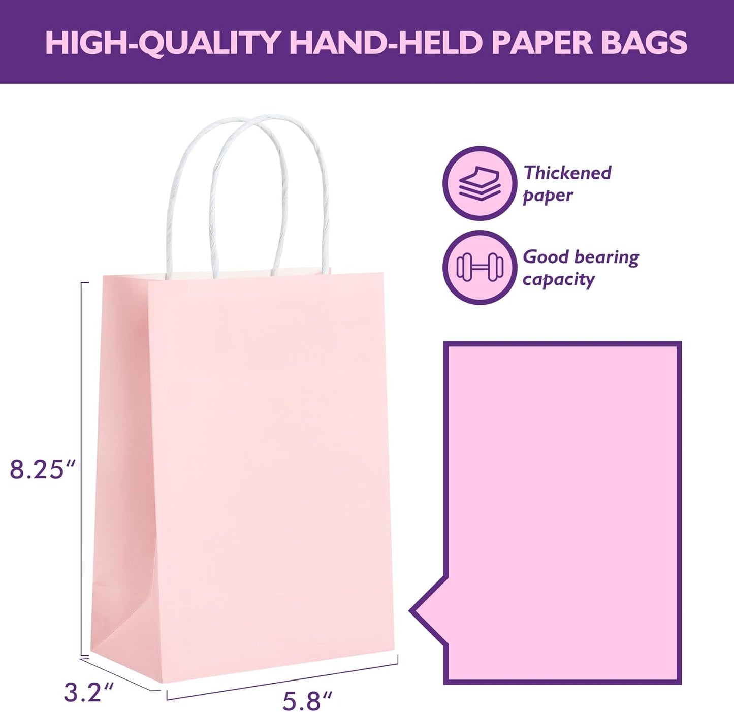 32 Pack Paper Gift Bags with Handles, 5.8"×3.2"×8.25" Party Favor Bags, Gift Bags, Small Gift Bags with Handles, Party Bags, Small Goodie Bags Bulk for Birthday, Crafts, Wedding, Party Supplies (8 Colors)