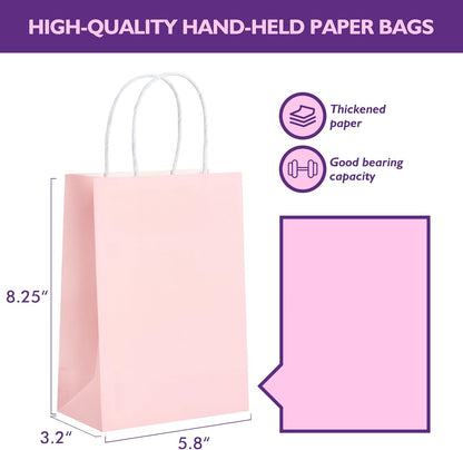 32 Pack Paper Gift Bags with Handles, 5.8"×3.2"×8.25" Party Favor Bags, Gift Bags, Small Gift Bags with Handles, Party Bags, Small Goodie Bags Bulk for Birthday, Crafts, Wedding, Party Supplies (8 Colors)