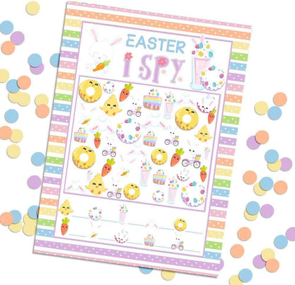 Easter Word Scramble and Scavenger Hunt 10 Pack 5"x7" Fill‑In Game Cards, Fun Happy Easter Holiday Activity Cards for Kids with Word Puzzle and Search Games by Amanda Creation